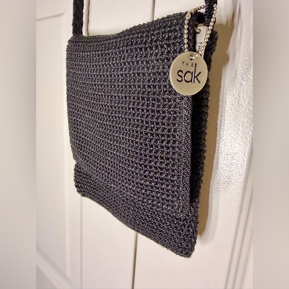 The Sak Handbags - THE SAK black crossbody Crochet Knit Small Shoulder Bag Purse Zip Closure